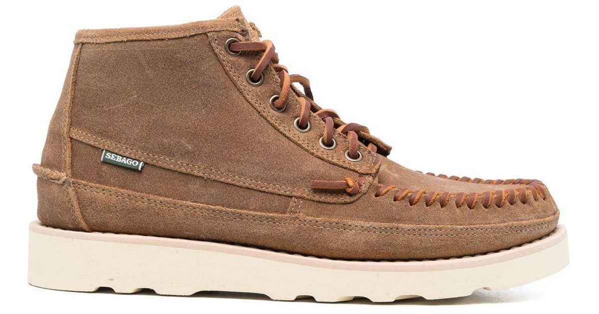 Sebago Leather Keuka Mid Moccasin Boots in Brown for Men | Lyst