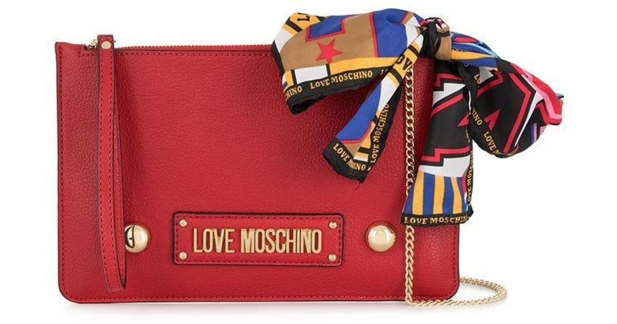 Love Moschino Logo Clutch Bag in Red - Lyst