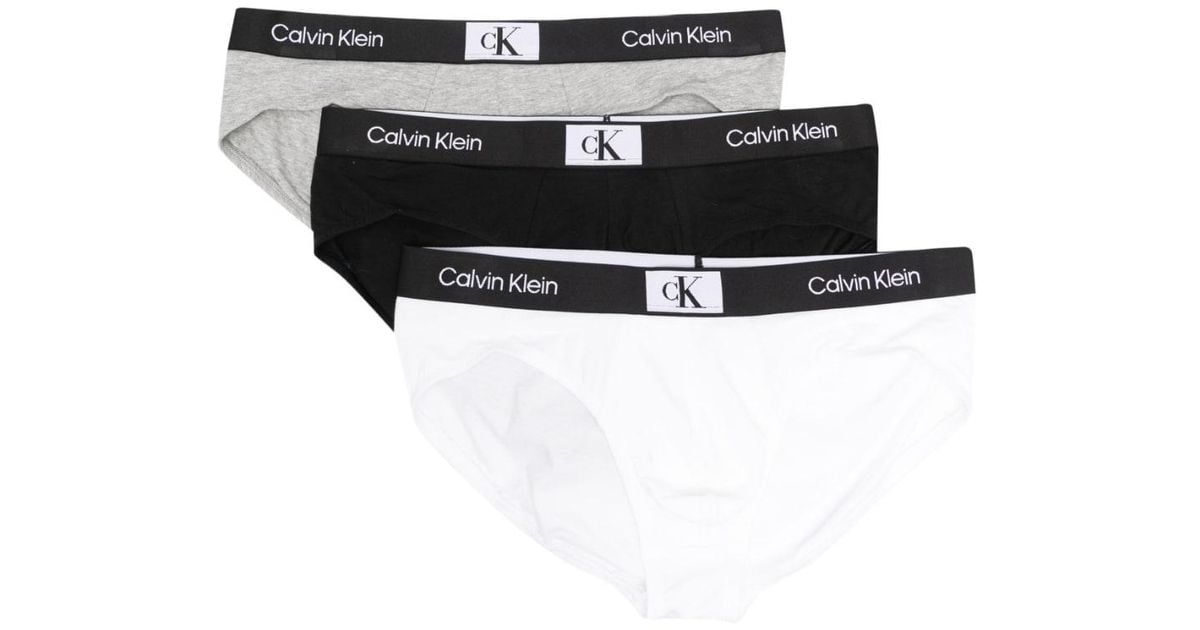Calvin Klein Logo-waistband Brief Set in Black for Men