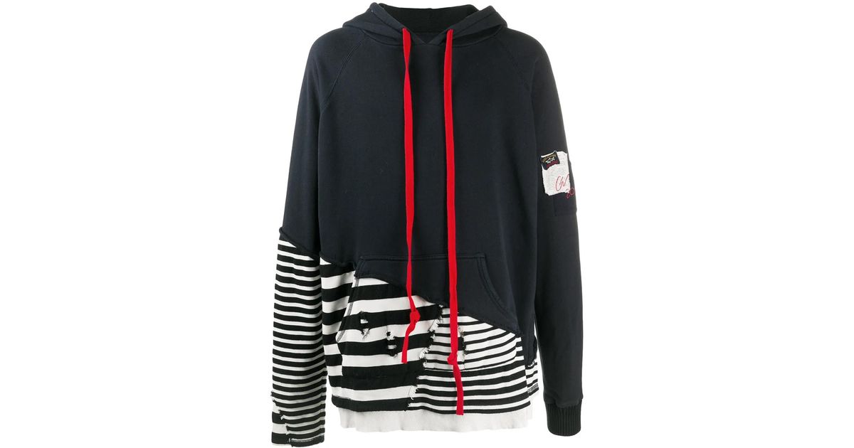 Paul & Shark by Greg Lauren Striped Patchwork Hoodie in Black for 