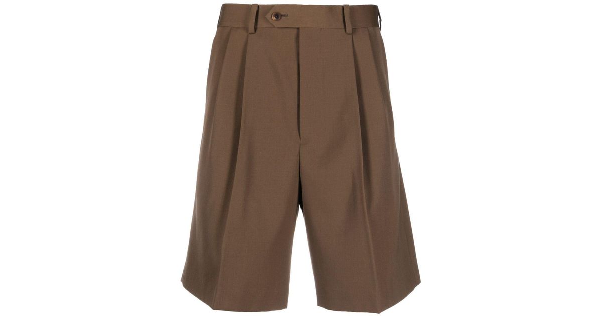 AURALEE Tailored Wool Shorts in Brown for Men | Lyst