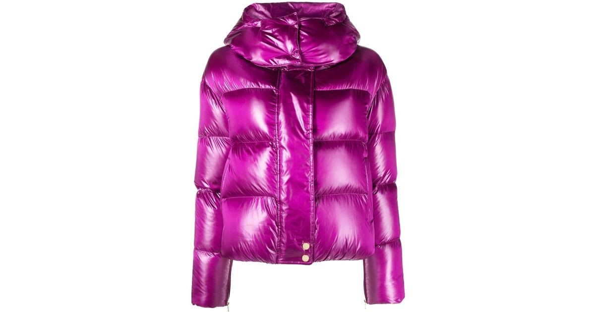 Patrizia Pepe Hooded Puffer Jacket in Pink | Lyst