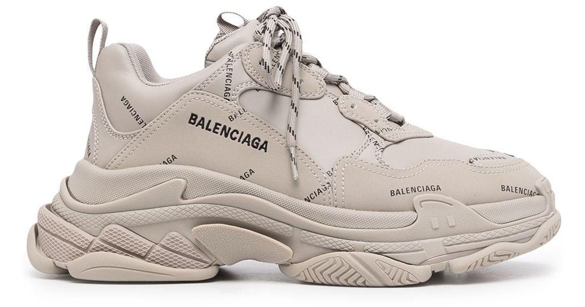 Balenciaga Triple S Logo-print Lace-up Sneakers in Gray for Men | Lyst