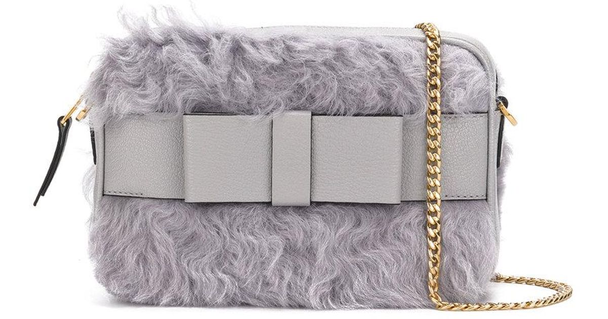 grey fluffy bag