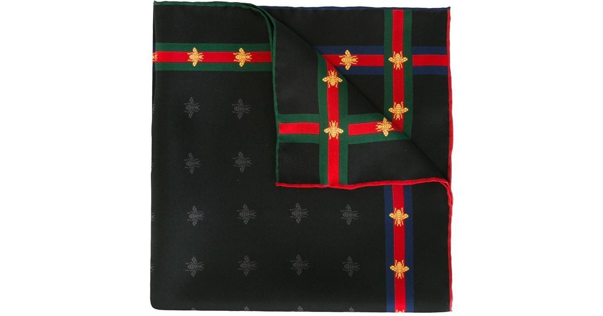 Gucci Bees Pattern Pocket Square in Black for Men