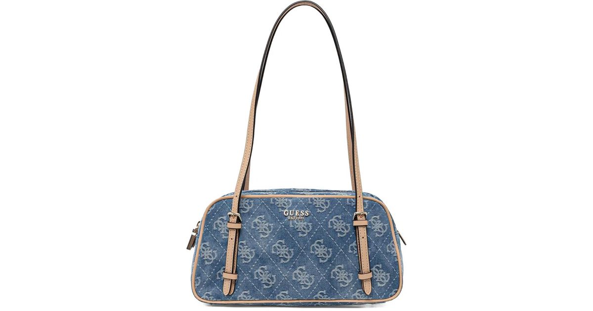 Guess Cerelia Monogram-Patterned Shoulder Bag in Blue | Lyst