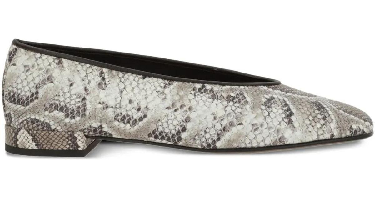 Giorgio Armani Python-Print Squared Ballet Flats in Grey | Lyst UK