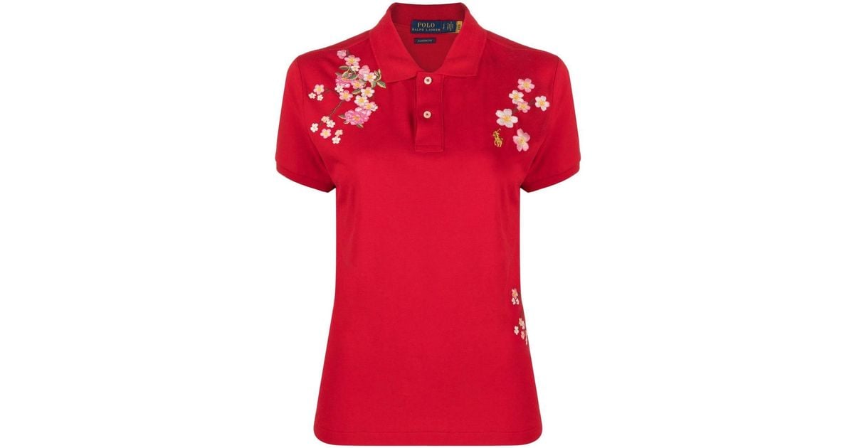 Polo Ralph Lauren Blossom-embroidery Short-sleeved Polo Shirt in