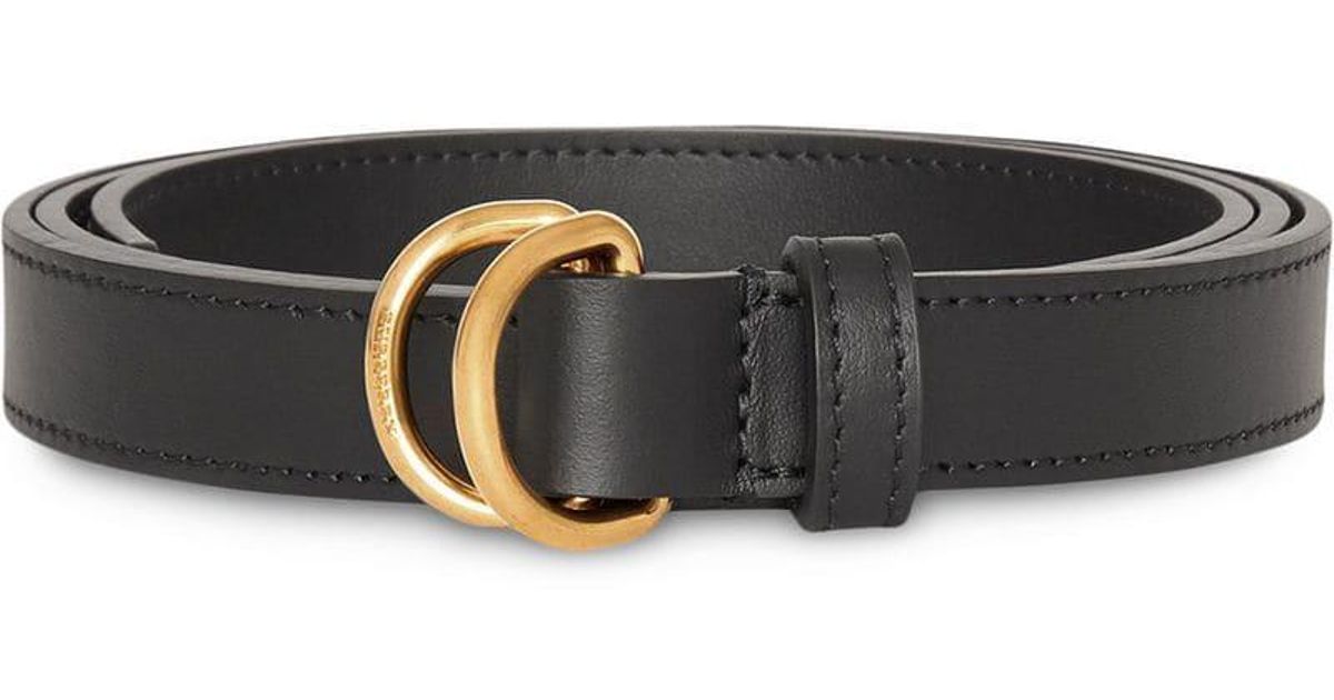 Burberry Slim Leather Double D-ring Belt in Black | Lyst