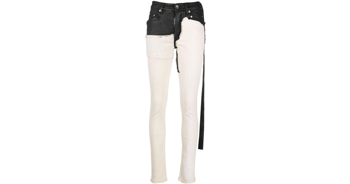 Rick Owens DRKSHDW Tyrone Panelled Slim-cut Trousers in Natural | Lyst