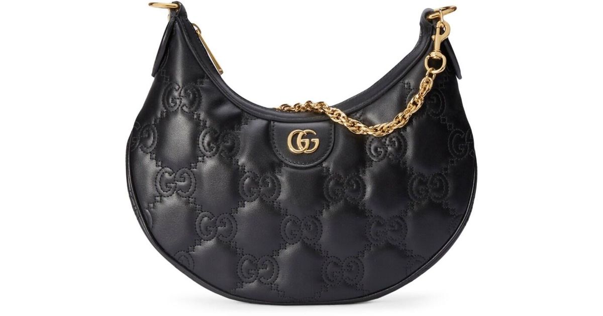 Gucci GG Matelassé Half-moon Shaped Bag in Black | Lyst UK