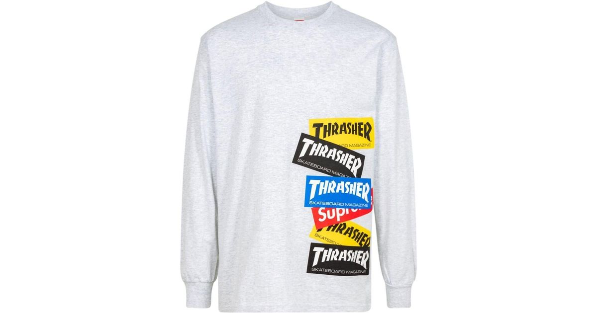 Supreme X Thrasher Multi Logo Long-sleeve T-shirt in White | Lyst