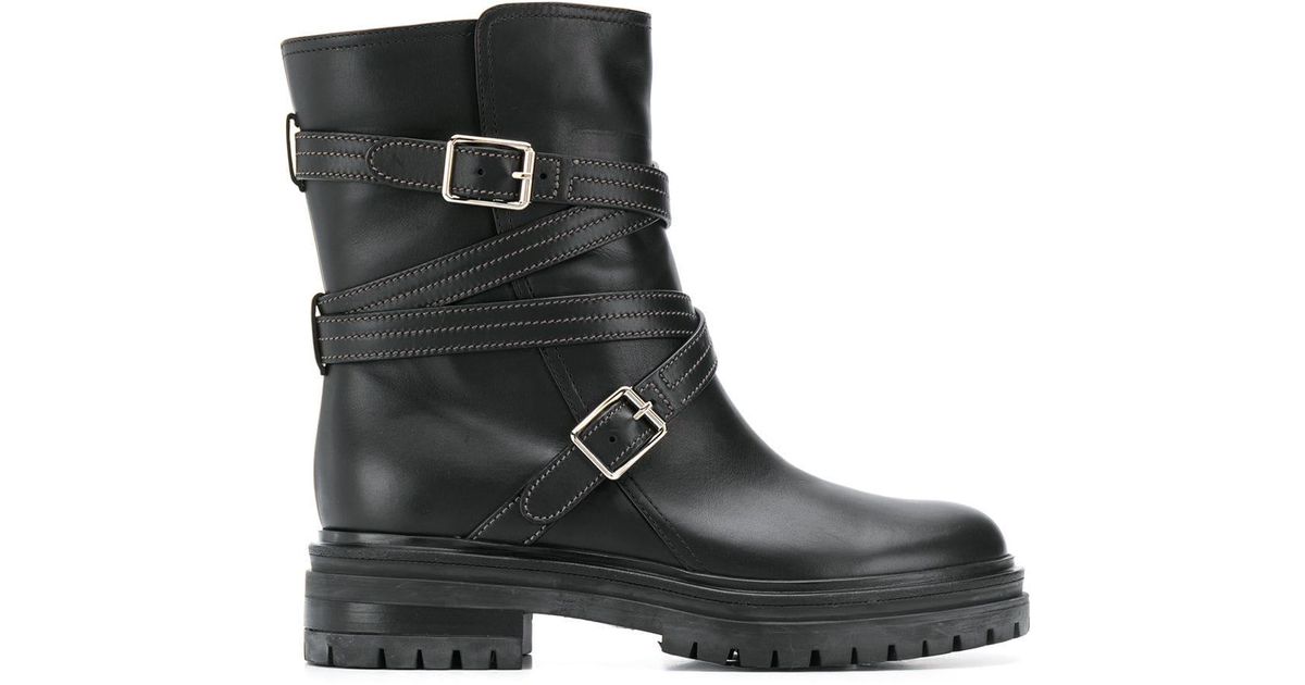 Gianvito Rossi Leather Buckled Military Boots in Black - Save 7% - Lyst