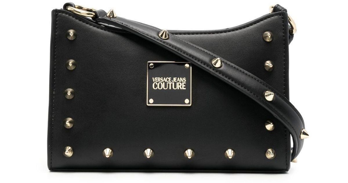 Versace Jeans Couture Spike-studs Shoulder Bag in Black | Lyst