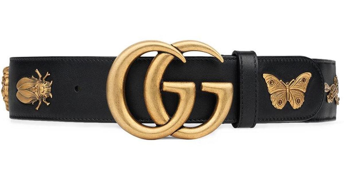 Gucci Leather Belt With Animal Studs in Black | Lyst
