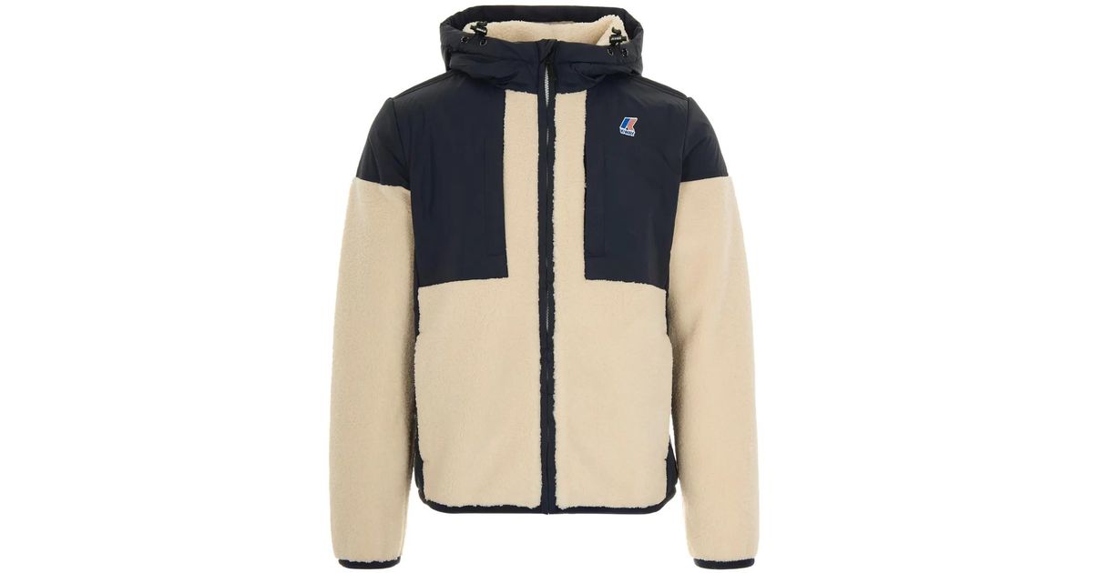K-Way Fleece-Panels Jacket in Blue | Lyst