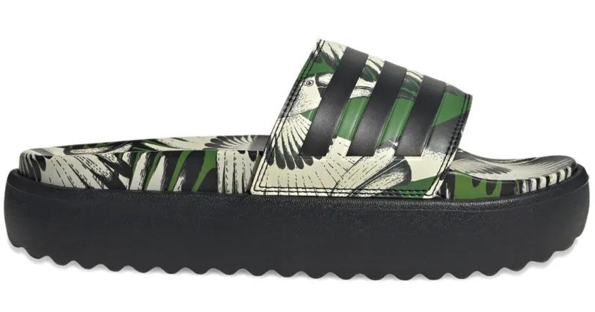 adidas X Farm Rio Adilette Platform Slides in Green | Lyst