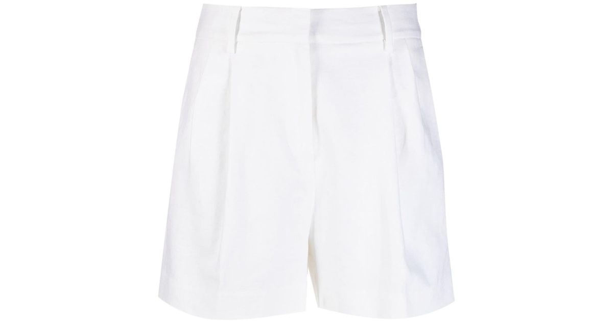 MICHAEL Michael Kors High-waist Linen-blend Shorts in White | Lyst