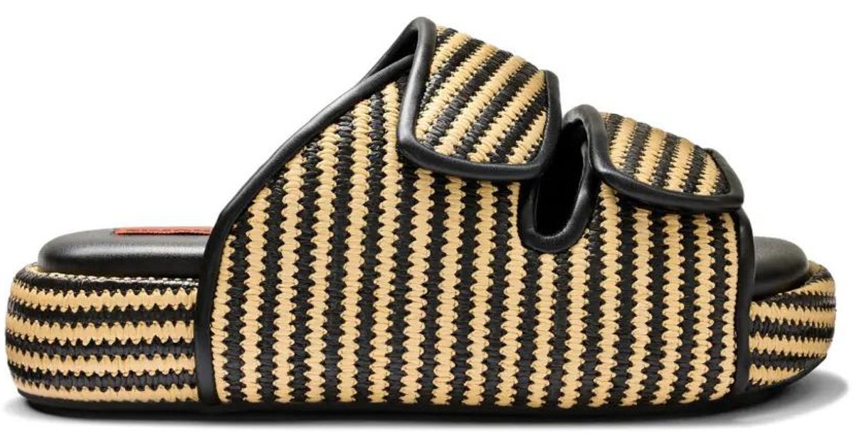 Simon Miller Raffia Cro Striped Sandals in Black | Lyst