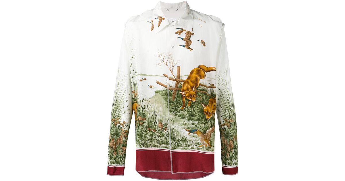 Maison Margiela Fox Print Shirt in White for Men | Lyst Australia