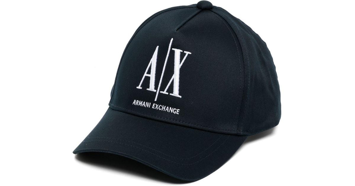 Armani Exchange Cotton Logo-embroidered Cap in Blue for Men | Lyst