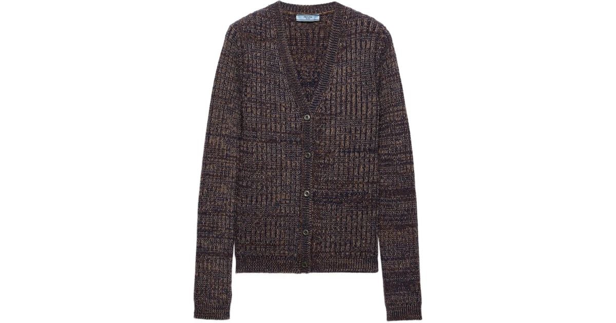 PRADA リブニットカーディガン グレー Prada リブニット カーディガン グレー | Lyst