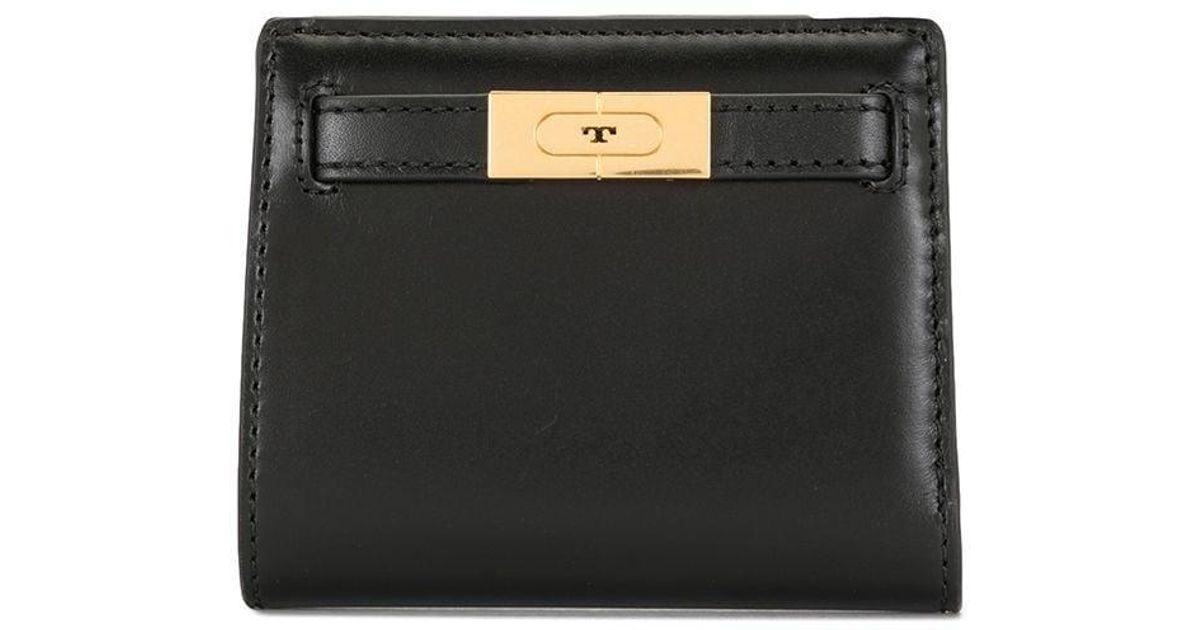 Tory Burch Lee Radziwill Leather Wallet in Black | Lyst