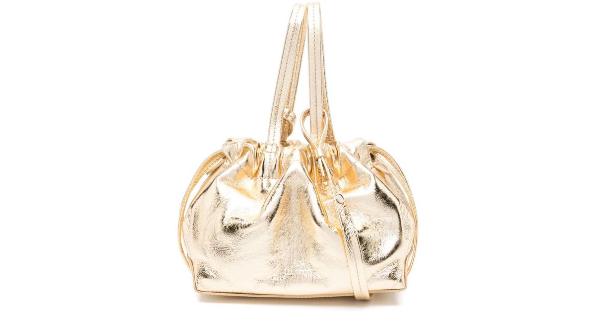 BY FAR Malmo Metallic Bucket Bag in Natural | Lyst