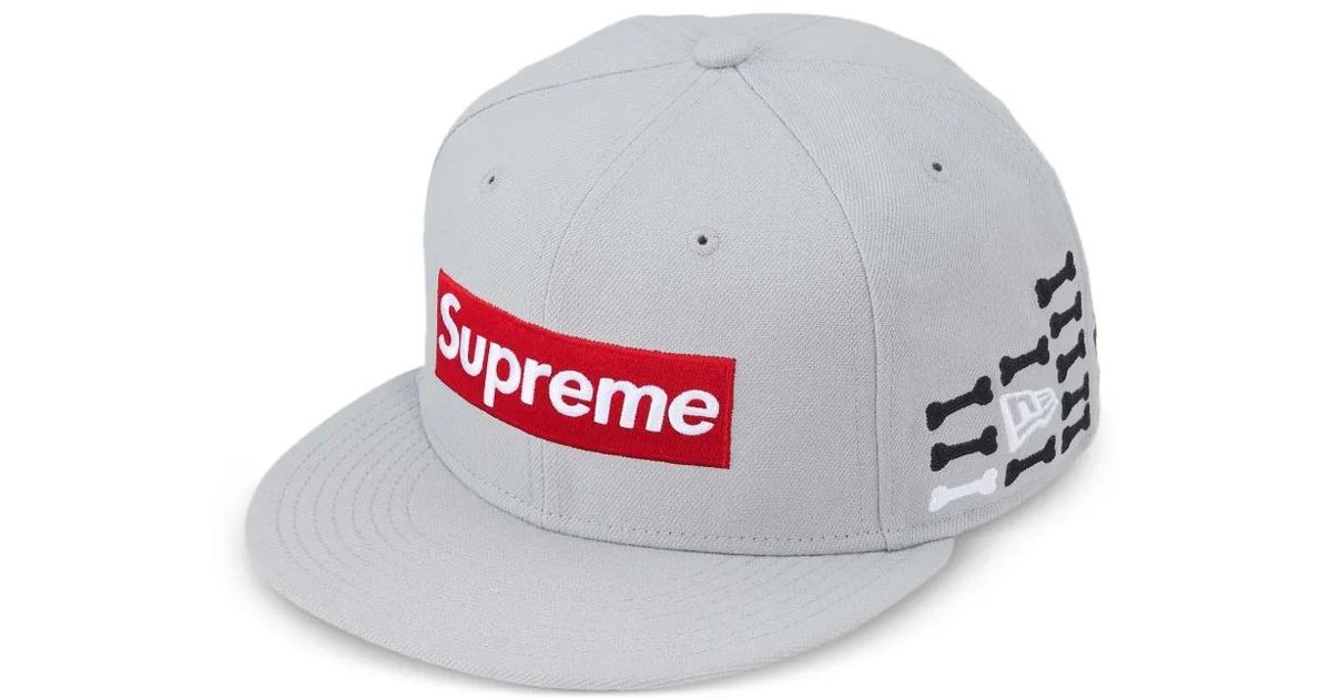 Supreme X New Era Bones Box Logo Cap in Grey | Lyst Canada