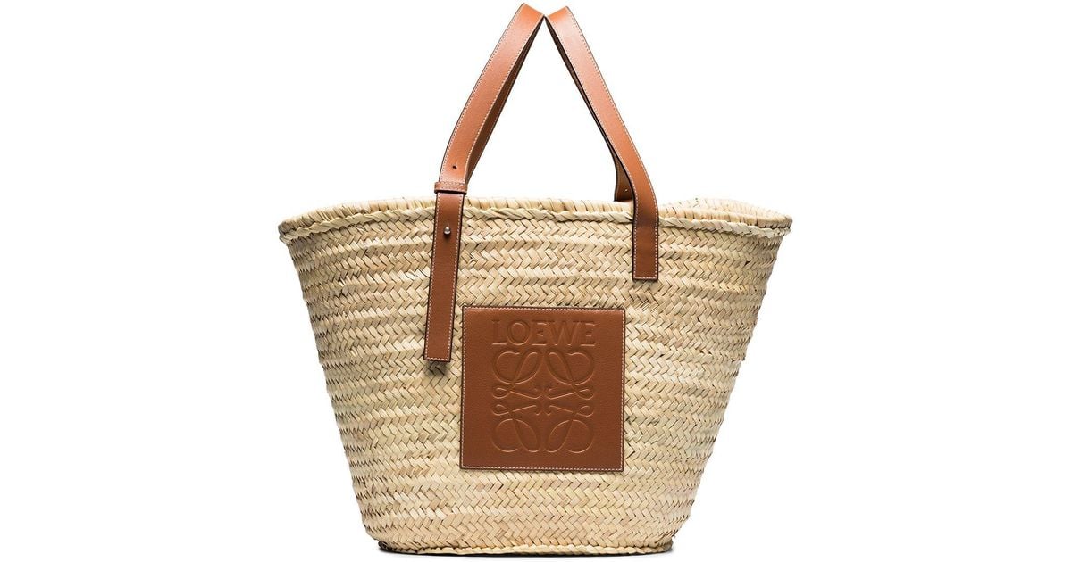 Loewe Leather Medium Raffia Basket Bag - Save 25% | Lyst Australia