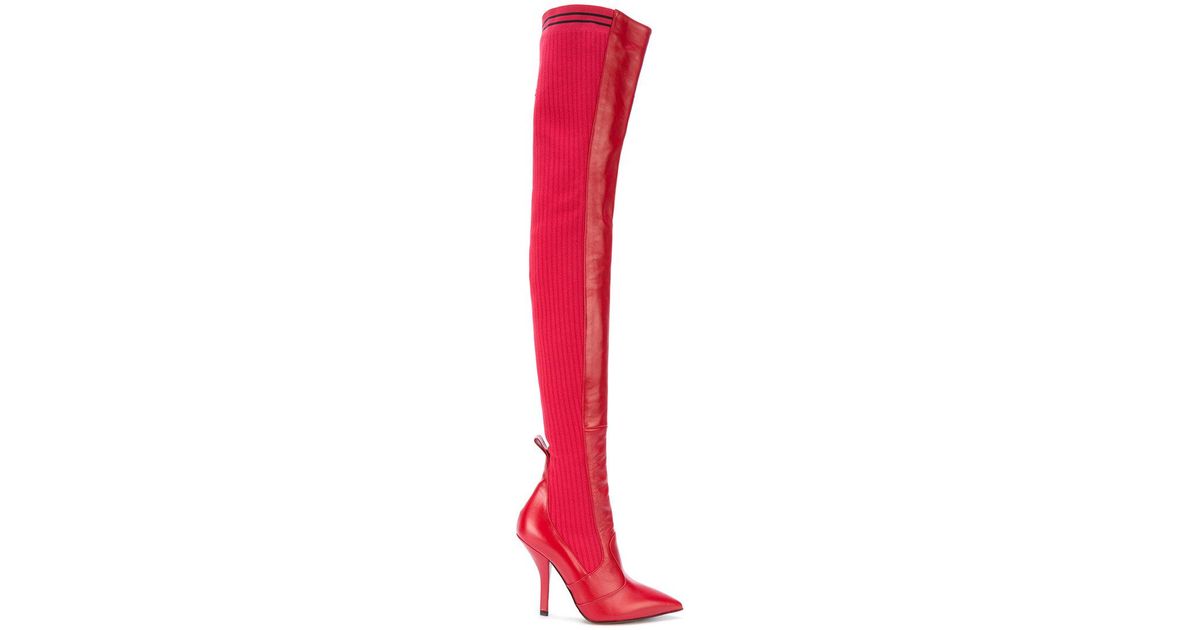 fendi red thigh high boots
