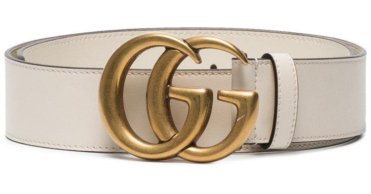 Gucci Leather White Gg Marmont Belt - Lyst