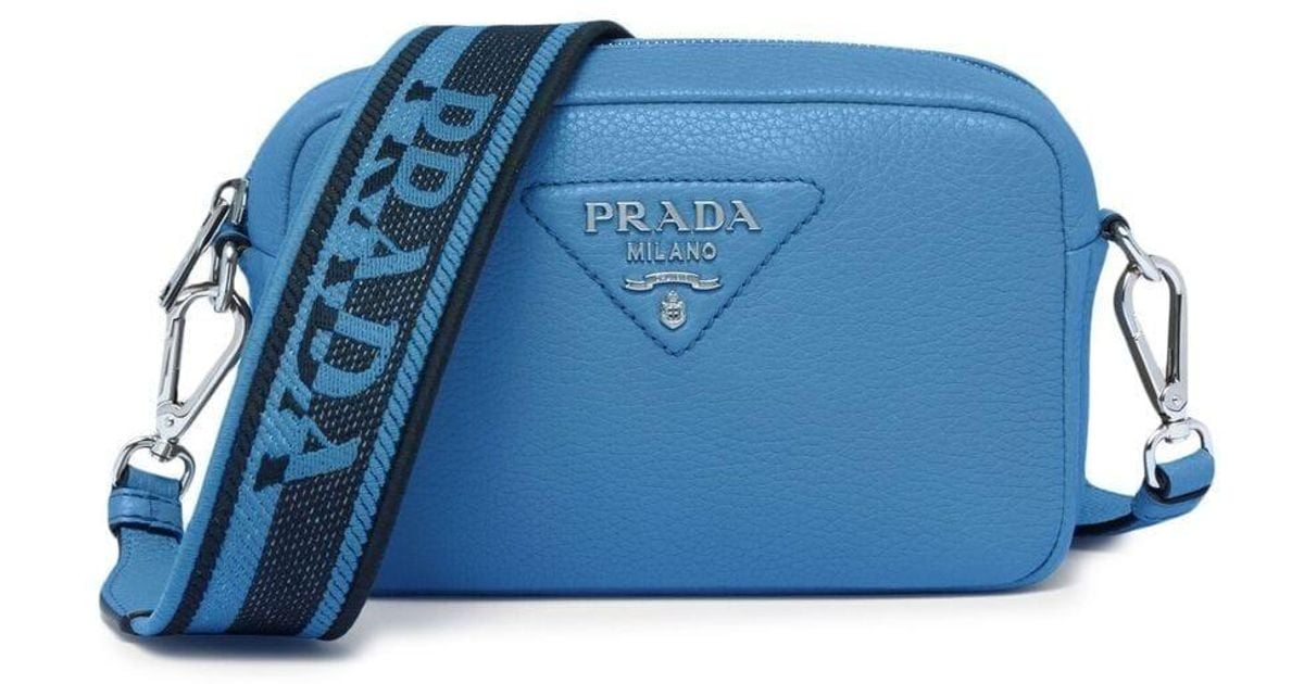 Prada Small Leather Crossbody Bag in Blue | Lyst