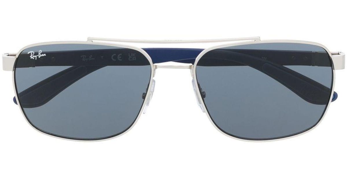 RayBan Engravedlogo Squareframe Sunglasses in Blue for Men Lyst