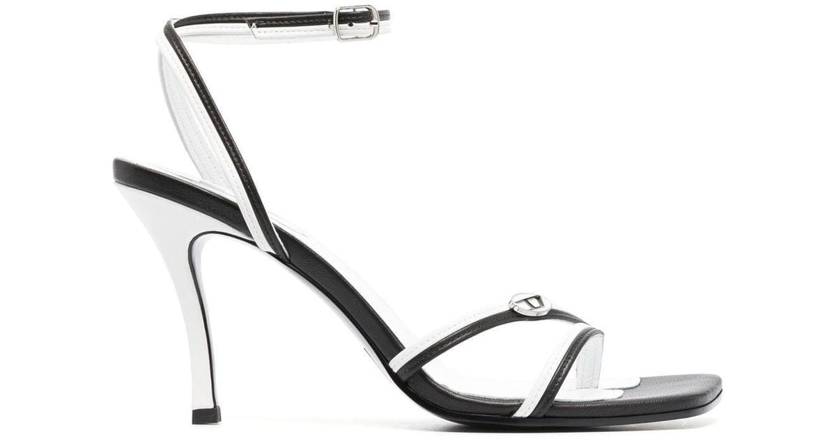 DIESEL Two-tone Strappy 10mm Leather Sandals in White | Lyst