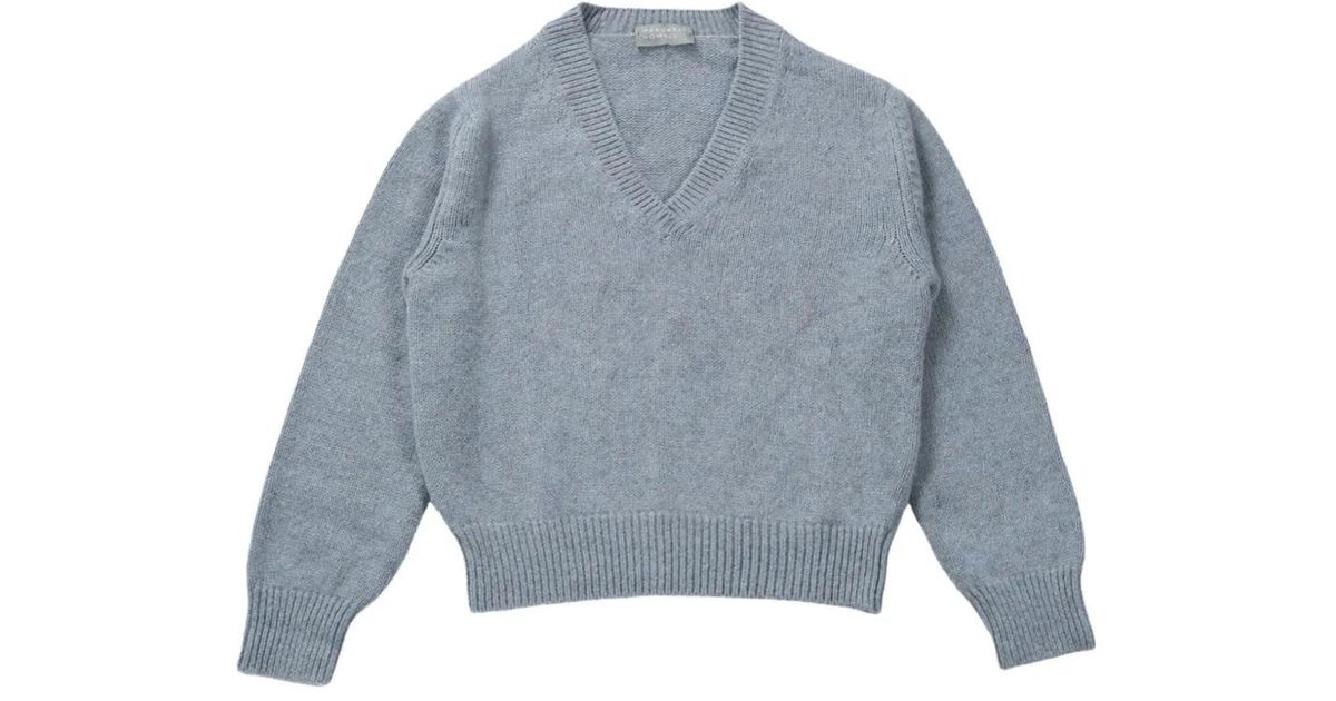 Margaret Howell V-Neck Jumper in Blue | Lyst