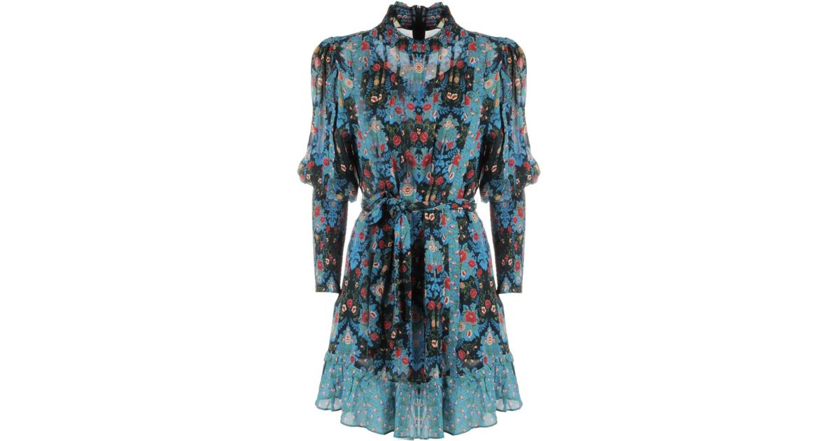 fiorenza midi dress in provencal blue floral Blue Floral Midi Summer Dress with Short Puff Sleeves Blue Floral / Small