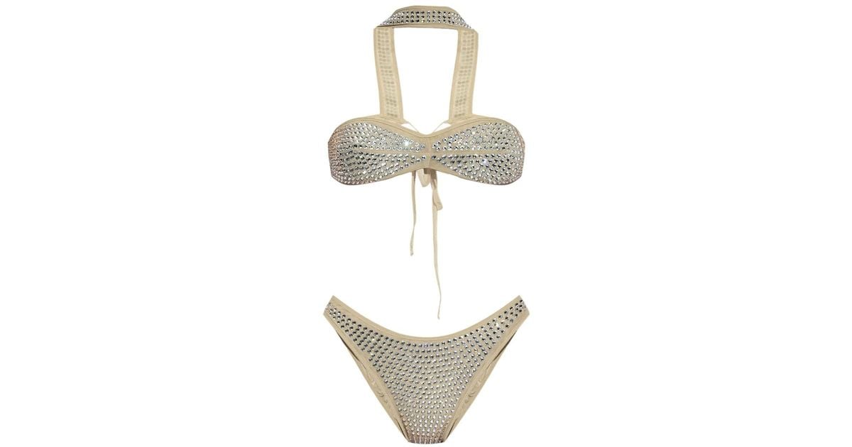 【OSEREE】gem crystal-embellished ホールターネック ビキニ Oséree Gem crystal-embellished Bikini | Green | FARFETCH