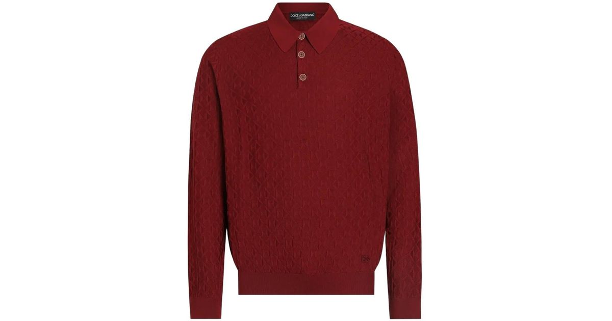 メンズ Dolce & Gabbana マイクロドットステッチ ポロシャツ レッド | Lyst