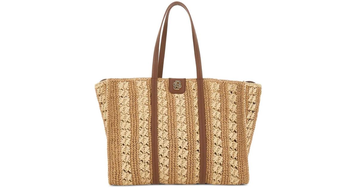 BOSS Woven-Straw Tote Bag in Natural | Lyst