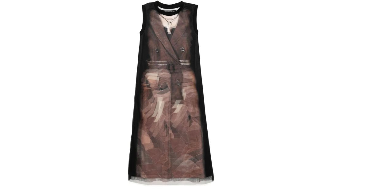ANDERSSON BELL Lenticular Trench Coat Printed Jersey Dress