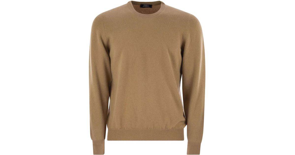 Fedeli Argentina Long-Sleeve Sweater in Brown for Men | Lyst