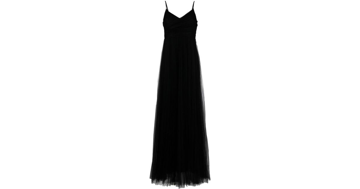 Fabiana Filippi Pleated Tulle Maxi Dress in Black | Lyst