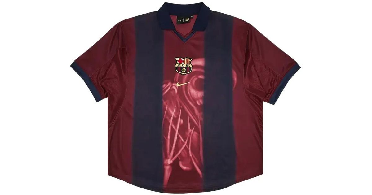 Travis Scott X Nike X Fc Barcelona Retro-T-Shirt Mit Skelett in
