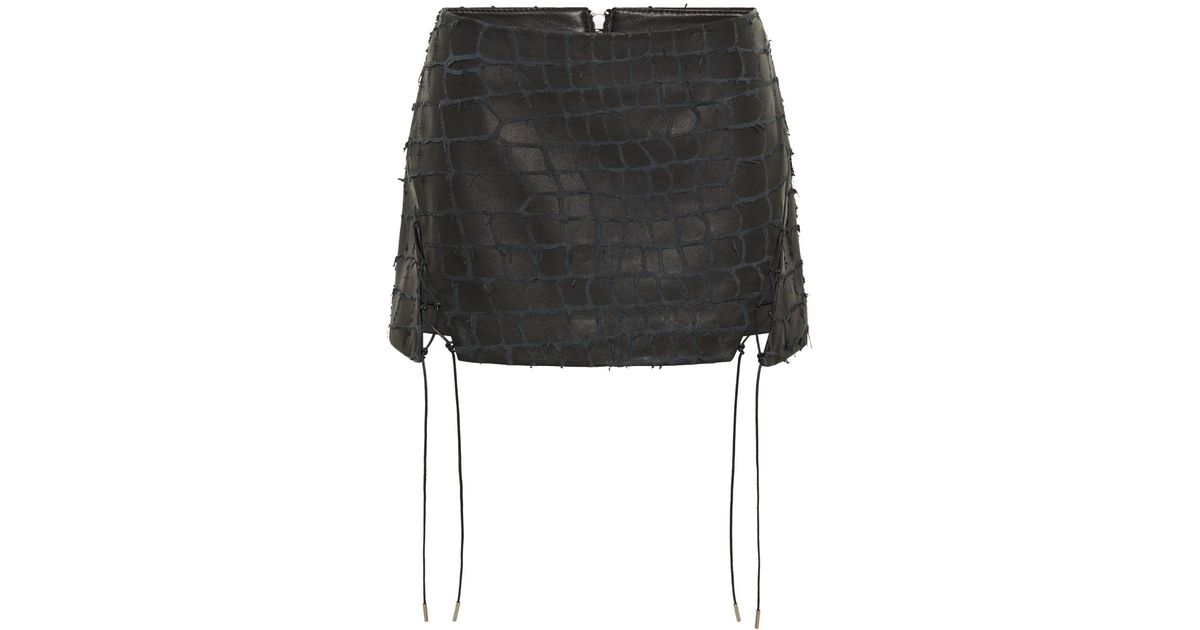 Dion Lee Snakeskin-effect Leather Skirt in Black | Lyst