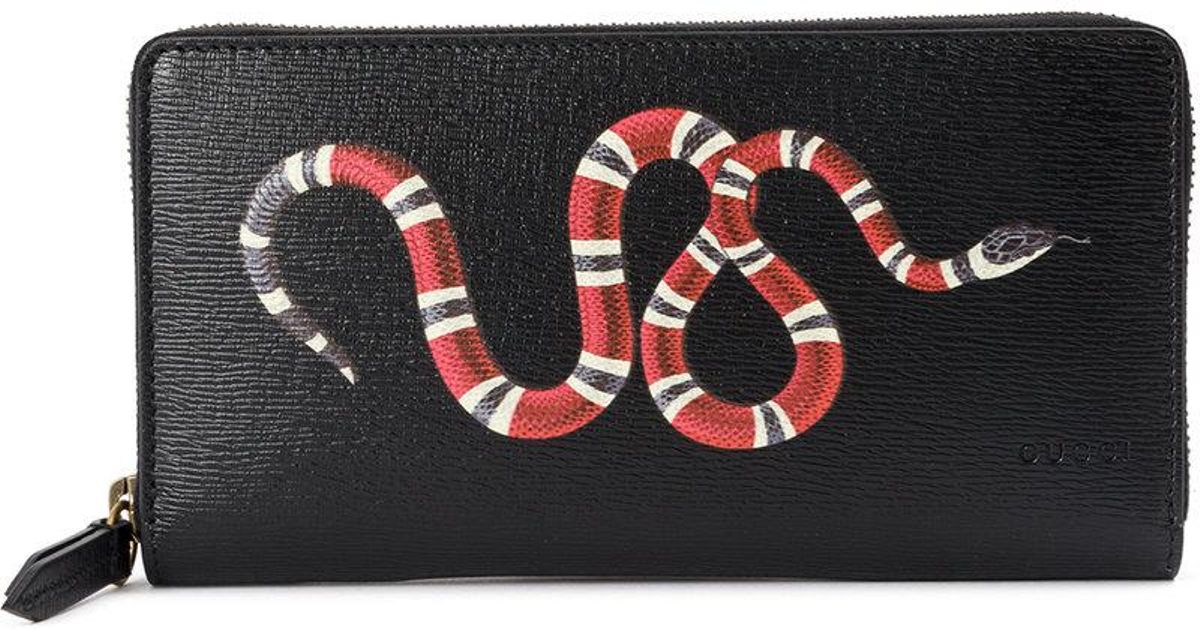 Gucci Leather Embroidered Kingsnake Wallet in Black Lyst Canada