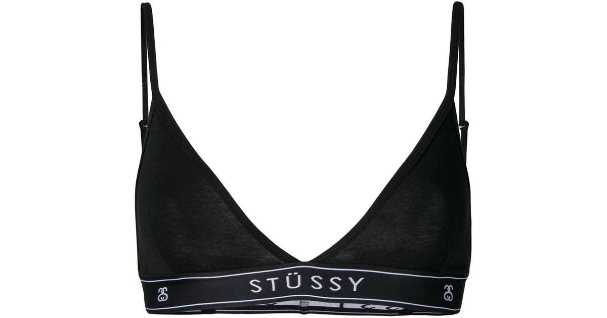 Stussy Logo Band Triangle Bra in Black