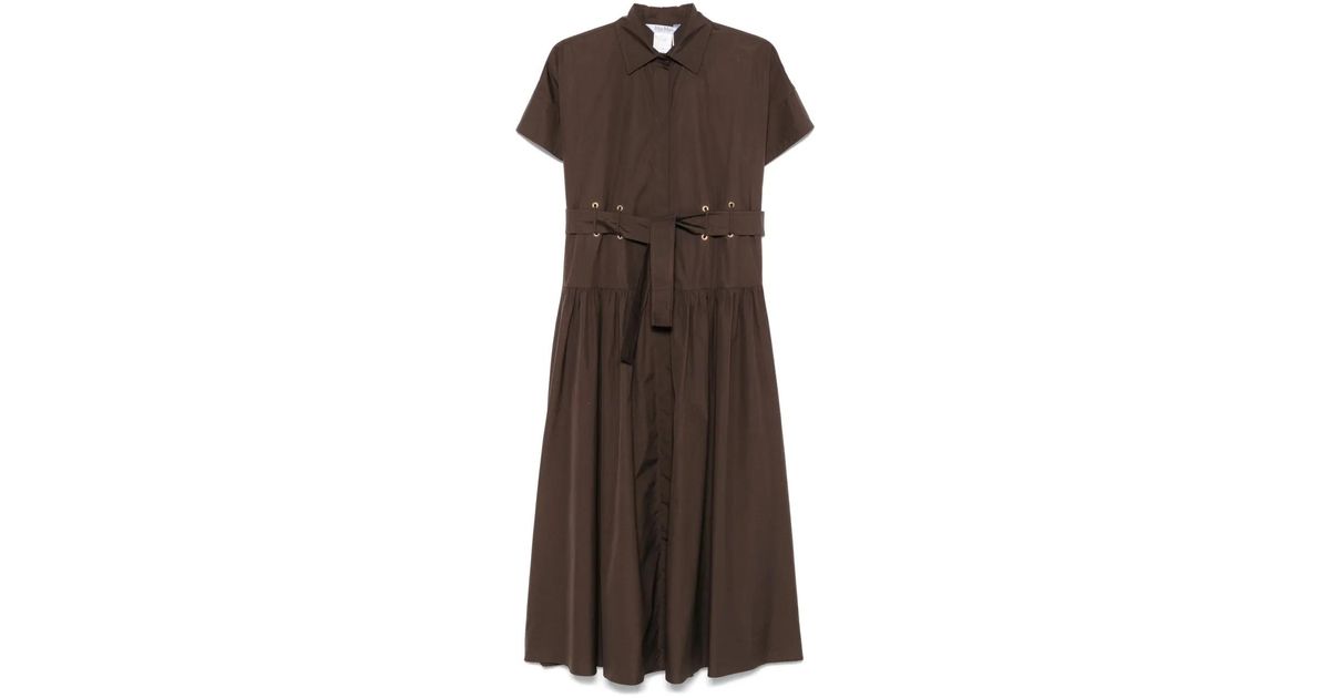max-mara-brown-Robe-Mi-Longue-