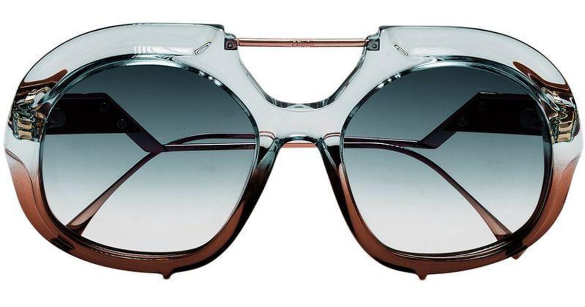 Fendi Blue And Brown Tropical Shine Aviator Sunglasses | Lyst Australia