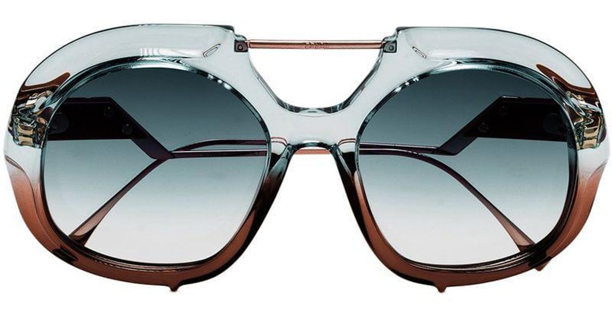 Fendi Blue And Brown Tropical Shine Aviator Sunglasses Lyst UK